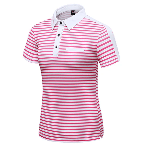 ladies pink polo shirt manufacturer stripe golf polo shirt