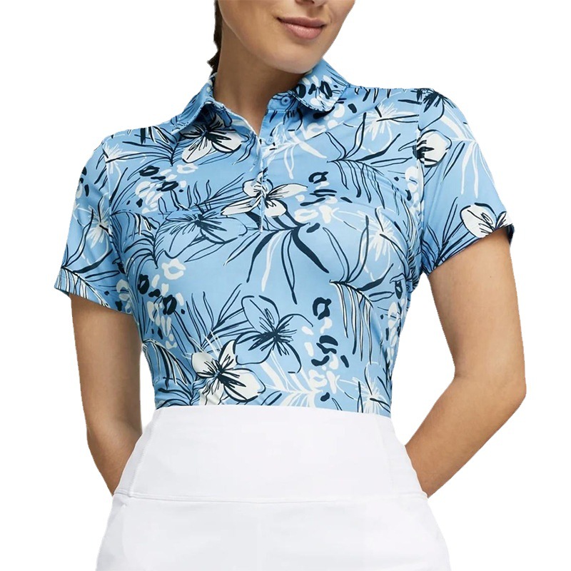 Custom Women’s Golf Polo Shirts | Breathable 95% Polyester + 5% Spandex Digital Print Tops